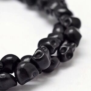 8x6x7MM Black‎ Skulls Beads-ONE Gemstone Bead Strand-Jewelry Making Crafts NWT